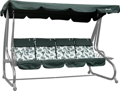 Produktbild von Garten-Schaukel 4-Sitzer, verstellbar mit neigbarem Dach, 7-cm-Kissen und Ablagefächern – Metallgestell, modernes Design und extra Komfort, ideal für Garten, Terrasse und Balkon – MIZAR XL – Grün Begogna
