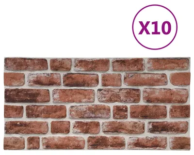 Zdjęcie produktu dla Panele ścienne vidaXL, 10 szt., ciemnobrązowe i białe, 100 x 50 cm, pianka EPS