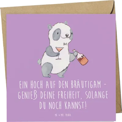 Produktbild von Mr. & Mrs. Panda Grußkarte Junggesellenabschied Feier - Lavendeltraum - Geschenk, anlasskarte, doppelkarte, feiern, Heirat, Geschenke, Vorfreude, Glückwunschkarte, Spaß