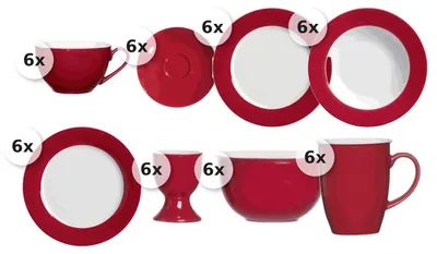 Produktbild von Kaffee- und Tafelservice 48 tlg. Doppio rot