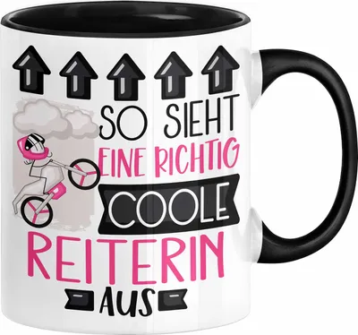 Produktbild von Reiterin Geschenk Tasse Lustig Geschenkidee für Reiterin Geburtstag So Sieht Eine Richtig Coole Reiterin Aus Frauen Spruch (Schwarz)