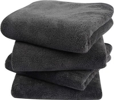 Produktbild von 4er Pack Mikrofaser Handtücher Set Flauschig Saugstark 40x76cm Dunkelgrau