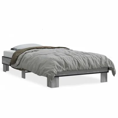 Immagine prodotto di vidaXL Struttura letto grigio Sonoma 100x200 cm in legno e metallo