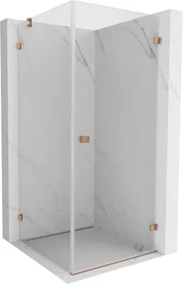 Image de Mexen Lunar-B cabine de douche pivotante droite 100 x 100 cm, transparent, cuivre brossé - 832-100-100-65-00-P