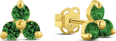 Produktbild von Damen Ohrstecker echt Gold 585 (14 kt) mit Zirkonia in grün