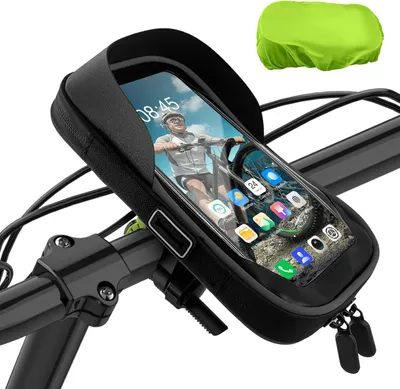 Productafbeelding van Telefoonhouder fiets waterdicht - Met regenhoes - 360 graden draaibaar - Touchscreen - Telefoons tot 7 inch