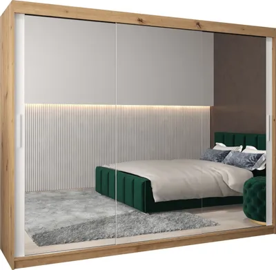 Produktbild von Kleiderschrank, Schiebetürenschrank Schlafzimmer, Schrank mit Spiegel TOKYO 3 250 cm