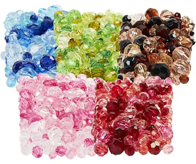 Produktbild von Facettenperlen, D 4-12 mm, Lochgröße 1-2,5 mm, Sortierte Farben, 7x250 g/ 1 Pck [HOB-61888]