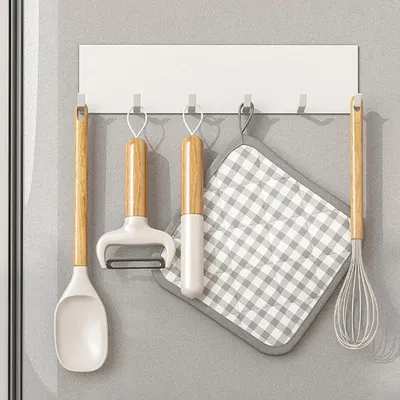 Image de Support pour couverts de cuisine, étagère pour ustensiles de cuisine avec crochets, support mural pour ustensiles de cuisine, barre de cuisine, pour suspendre des ustensiles de cuisine, pour
