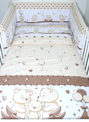 Produktbild von 3 teiliges Baby Bettset mit Bettwäsche und Nestchen für Bett 70x140 cm - 1. Sweet Braun