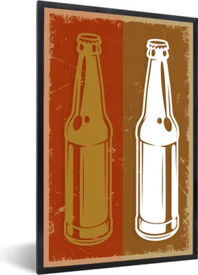 Produktbild von MuchoWow® MuchoWow® Gerahmtes Poster Mancave - Flasche - Vintage - Zeichnung 60x90 cm - Poster mit zchwarzem Bilderrahmen - Kunst