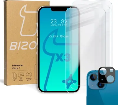 Produktbild von 3x Szkło + szybka na aparat BIZON do iPhone 14