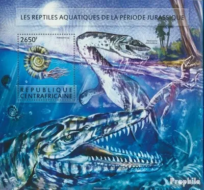 Produktbild von Briefmarken Zentralafrikanische Republik 2015 Mi Block 1338 (kompl. Ausgabe) postfrisch Prähistorische Wassertiere