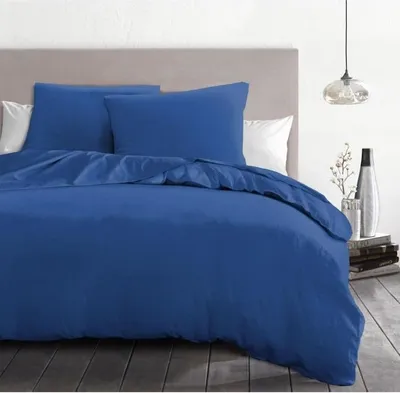 Image de Parure de couette Microfibre 220 x 240 cm, 3 pièces, Bleu, HOME LINGE PASSION HP72073