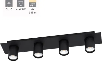 Produktbild von EGLO VALCASOTTO, 4 Glühbirne(n), LED, GU10, IP20, Schwarz