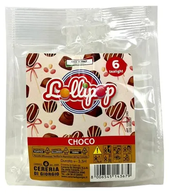 6 Duft-Teelichter Lollipop Chocolate Noir, Brenndauer 3 h
