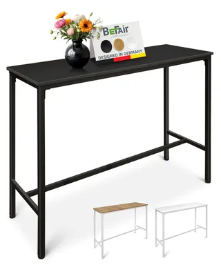 Produktbild von BeFair Bartisch Sven rechteckig 120×40×100 cm – Industrial Hochtisch mit Fußstütze, Schwarz, Metallgestell