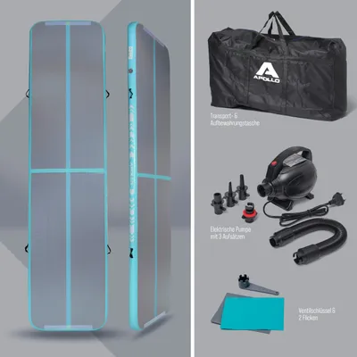 Produktbild von Apollo Air Mat Pro Air Tracking Matte aufblasbare Gymnastikmatte 400 x 100 x 10 cm - mint/grau