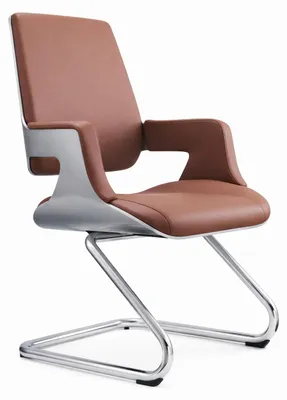 Immagine prodotto di Poltrona da ufficio moderna, rivestita in pelle marrone e con struttura in alluminio