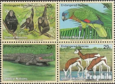 Produktbild von Briefmarken UNO - New York 1994 Mi 663-666 Viererblock (kompl.Ausg.) FDC Gefährdete Tiere