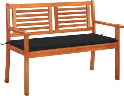 Obrázek produktu pro 2místná zahradní lavice s poduškou 120 cm masivní eukalyptus