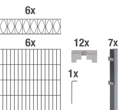 Produktbild von Alberts Doppelstabmattenzaun Eleganz, Höhe 160 cm, Länge 12 m, 2 m Matte, anthrazit, zum Einbetonieren