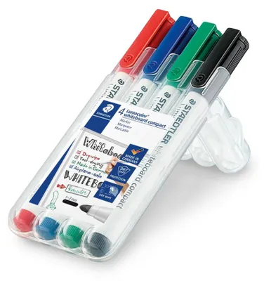 Image de Marqueur compact 341 boîte de 4 couleurs assorties 1-2 mm pointe ronde