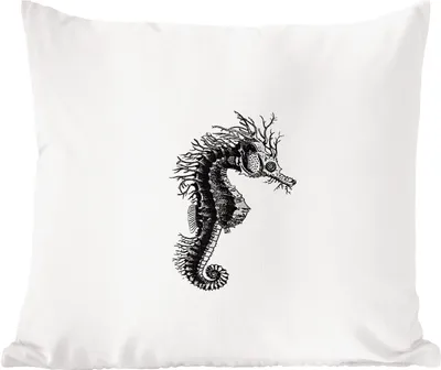 Produktbild von MuchoWow® Zierkissen Sofakissen Wohnzimmer Dekokissen 60x60 cm Retro - Seepferdchen - Tiere - Sitzfläche - Foto Polster