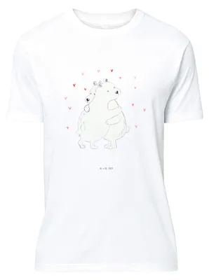 Produktbild von Mr. & Mrs. Panda S T-Shirt Eisbär Umarmen - Weiß - Geschenk, mit Aufdruck, Lustige Sprüche, Tshirt, Jersey-Shirt, oberteil