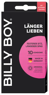 Produktbild von BILLY BOY Kondome Länger Lieben 10er | 52 mm | ORIGINAL mit Ring | Kondome für ein längeres und intensiveres Erlebnis (1x10 Stück)