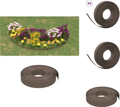 Obrázek produktu pro vidaXL Obruba trávníku 4 ks. Hnědý polyethylen 10 m 10 cm - Lemování záhonů