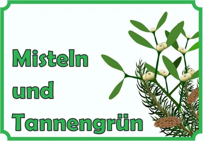 Produktbild von Misteln und Tannengrün Verkaufsschild Hofladen Verkaufsförderung A0 Rückseite selbstklebend