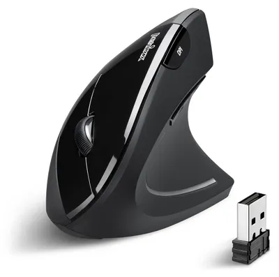 Immagine prodotto di Mouse wireless verticale ergonomico - 800/1200/1600 DPI - 6 pulsanti - Nero - Per destrimani