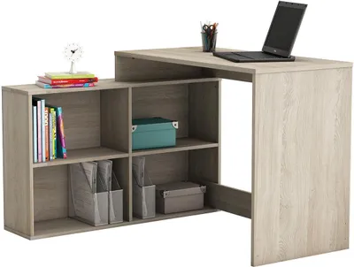 Zdjęcie produktu dla Eckschreibtisch >Dewirovo< in Sonoma-Eiche - 111.9x76.7x100.7cm (BxHxT)