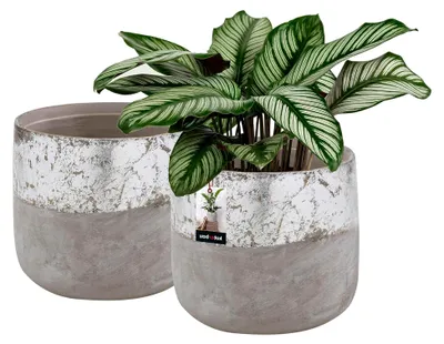 Produktbild von Keramik Blumenvase 2er Set Silber Ø11,5 cm / H 12 cm