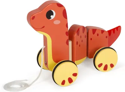 Productafbeelding van Trekspeelgoed Dino - Gemaakt van100% gecertificeerd hout - Kinderen vanaf 12 maanden