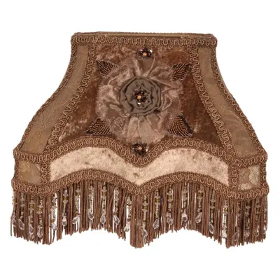 Produktbild von Lampenschirm, viktorianischer Stil, rechteckig, 22 cm - Braun - Stoff