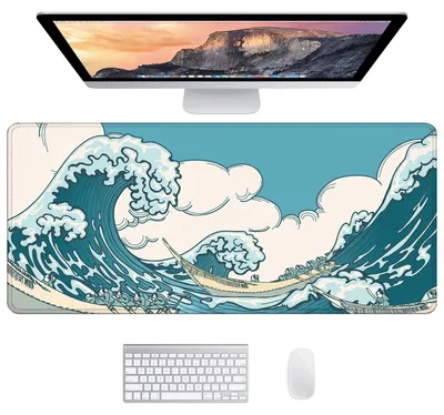 Image de Tapis de souris gaming XXL | Grand tapis de souris gaming | Tapis de bureau lavable | 90 x 40 cm (grand motif ondulé)