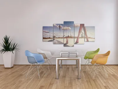 Produktbild von Akustikbild Abstrakt 200x100 cm Bilder Akustikschaum Hochleistungsschallabsorber Schallschutz Leinwand 5 tlg Wandbild Raumakustik Schalldämmung 020101-121