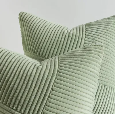 Produktbild von Kissenbezug 40x40 Grün frühling Kordsamt 2er Set Windmühle Patchwork Kissenbezüge Kissenhülle Zierkissenbezüge für Sofakissen Dekokissen Wohnzimmer Bett Sofa Schlafzimmer Bett