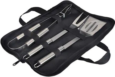 Produktbild von BBQ-Werkzeugset – Grillzubehör – Für das Kochen im Freien – Edelstahl – 3-teilig – Silber