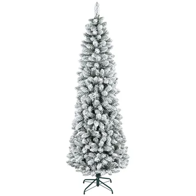 Produktbild von HOMCOM Künstlicher Weihnachtsbaum, 210 cm Christbaum mit 687 Spitzen, Kunstschnee, klappbar Metallständer, für Weihnachten Deko, Grün