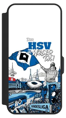 Produktbild von NIVOCASE Klapphülle für Samsung Galaxy A57 5G  Handyhülle aus Kunst Leder NIVOflip schwarz Aufstieg Hamburger SV Offizielles Lizenzprodukt