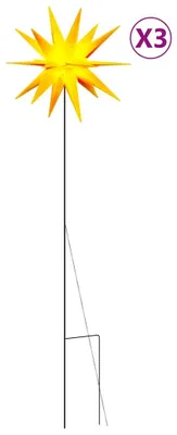 Image de vidaXL Étoiles de Noël LED 3 pièces avec piquet de terre Pliable jaune 35 cm