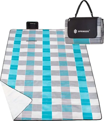 Produktbild von Pikniková deka, károvaný vzor, modrá, 200x240 cm, Springos