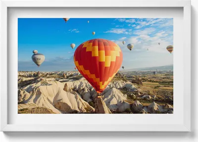 Produktbild von Fliegende Ballons– Wandbild mit Rahmen – Gerahmtes Bild  – Wanddekoration – 60x40 cm –  Schwarz Rahmen