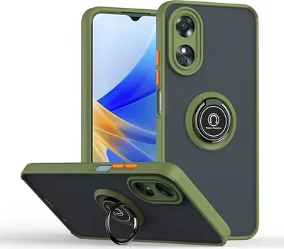 Produktbild von OPPO A17 Hülle, Ring Halter Ständer Matte Transluzent TPU Rahmen Stoßfest Schutzhülle für OPPO A17 Grün