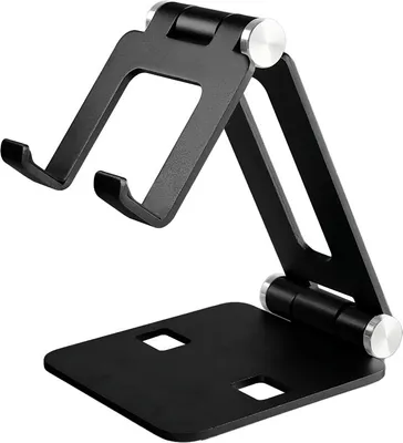 Produktbild von MMOBIEL Handyhalter Schreibtisch - Telefon & Tablet Halter Faltbar - Schwarz Aluminium