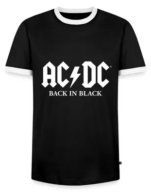 Produktbild von Spreadshirt AC/DC Back In Black Logo Mit Blitz Männer Kontrast T-Shirt, XXL, Schwarz/Weiß
