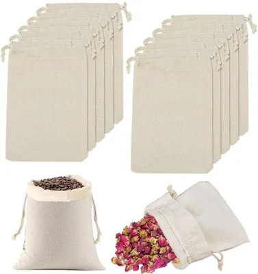 Obrázek produktu pro Látkové sáčky se šňůrkou - 10 kusů, 20 x 30 cm - vhodné pro výrobu vlastnoručních adventních kalendářů, tvoření, narozeniny, svatby